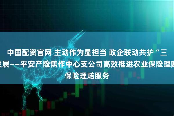 中国配资官网 主动作为显担当 政企联动共护“三农”发展——平安产险焦作中心支公司高效推进农业保险理赔服务